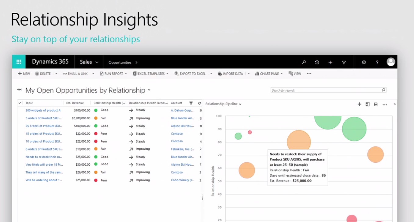 Microsoft Dynamics 365: screenshot feature relationship insights