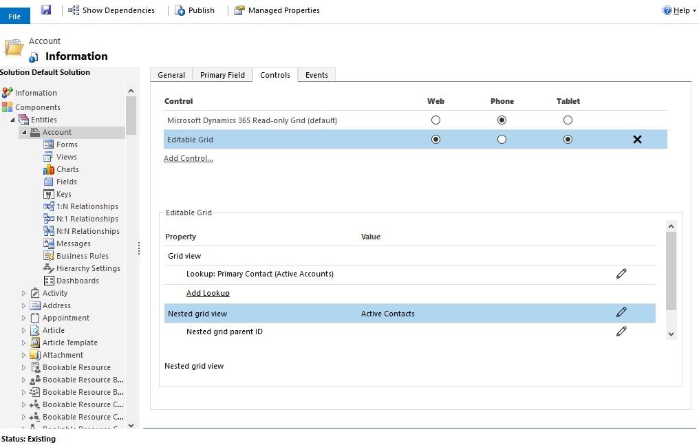 Microsoft Dynamics 365: Editable Grid configuratie Nested Grid