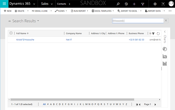 Net IT CRM Blog: screenshot Quick Find Dynamics 365